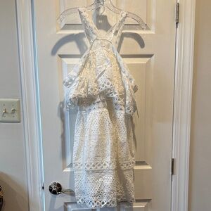 Aqua White Lace Dress